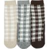 imageBomKinta Crew Boot Socks for Women  Cozy Warm Winter Socks  Comfy Soft Christmas Sleeping Sock Size 5103 Pairscheckered Beige Grey Brown
