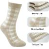 imageBomKinta Crew Boot Socks for Women  Cozy Warm Winter Socks  Comfy Soft Christmas Sleeping Sock Size 5103 Pairscheckered Beige Grey Brown