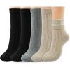 imageBomKinta Crew Boot Socks for Women  Cozy Warm Winter Socks  Comfy Soft Christmas Sleeping Sock Size 5105 Pairs2 Black 2 Beige Grey