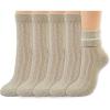 imageBomKinta Crew Boot Socks for Women  Cozy Warm Winter Socks  Comfy Soft Christmas Sleeping Sock Size 5105 Pairs5 Beige