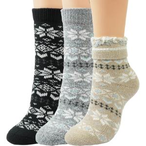 imageBomKinta Crew Boot Socks for Women  Cozy Warm Winter Socks  Comfy Soft Christmas Sleeping Sock Size 5103 Pairschristmas Khaki Grey Black