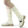 imageBomKinta Leg Warmers for Women  Soft Fashion Knit Calf Accessories  Cute 80s Ruffle Leg Sleeves for Party Yoga1 Pair  Beige