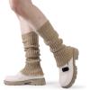 imageBomKinta Leg Warmers for Women  Soft Fashion Knit Calf Accessories  Cute 80s Ruffle Leg Sleeves for Party Yoga1 Pair  Khaki
