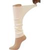 imageBomKinta Leg Warmers for Women  Soft Fashion Knit Calf Accessories  Cute 80s Ruffle Leg Sleeves for Party Yoga2 Pairs  Beige Stripe Khaki