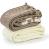 imageBomKinta Leg Warmers for Women  Soft Fashion Knit Calf Accessories  Cute 80s Ruffle Leg Sleeves for Party Yoga2 Pairs  Beige Stripe Khaki