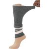 imageBomKinta Leg Warmers for Women  Soft Fashion Knit Calf Accessories  Cute 80s Ruffle Leg Sleeves for Party Yoga2 Pairs  Black Stripe Grey