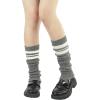 imageBomKinta Leg Warmers for Women  Soft Fashion Knit Calf Accessories  Cute 80s Ruffle Leg Sleeves for Party Yoga2 Pairs  Black Stripe Grey