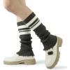 imageBomKinta Leg Warmers for Women  Soft Fashion Knit Calf Accessories  Cute 80s Ruffle Leg Sleeves for Party Yoga2 Pairs  Brown Stripe Brownish