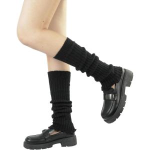 imageBomKinta Leg Warmers for Women  Soft Fashion Knit Calf Accessories  Cute 80s Ruffle Leg Sleeves for Party Yoga1 Pair  Black