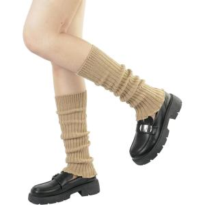 imageBomKinta Leg Warmers for Women  Soft Fashion Knit Calf Accessories  Cute 80s Ruffle Leg Sleeves for Party Yoga1 Pair  Khaki