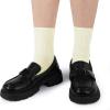 image:imageBomKinta Women Casual Calf Socks  Cute Cotton Crew Socks  Soft Above Ankle Sock Gifts 6 Pairs Size 510Thick  White beige brown light Brown khaki black