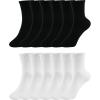 image:imageBomKinta Women Casual Calf Socks  Cute Cotton Crew Socks  Soft Above Ankle Sock Gifts 6 Pairs Size 51012 Pairs  6 Black 6 White