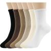image:imageBomKinta Women Casual Calf Socks  Cute Cotton Crew Socks  Soft Above Ankle Sock Gifts 6 Pairs Size 510Thick  White beige brown light Brown khaki black