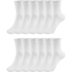 image:imageBomKinta Women Casual Calf Socks  Cute Cotton Crew Socks  Soft Above Ankle Sock Gifts 6 Pairs Size 51012 Pairs  12 White