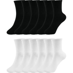 image:imageBomKinta Women Casual Calf Socks  Cute Cotton Crew Socks  Soft Above Ankle Sock Gifts 6 Pairs Size 51012 Pairs  6 Black 6 White