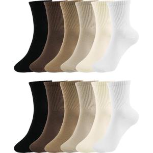 image:imageBomKinta Women Casual Calf Socks  Cute Cotton Crew Socks  Soft Above Ankle Sock Gifts 6 Pairs Size 51012 Pairs  Mix Color