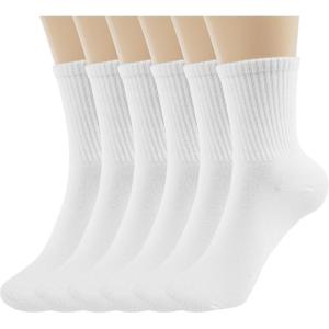 image:imageBomKinta Women Casual Calf Socks  Cute Cotton Crew Socks  Soft Above Ankle Sock Gifts 6 Pairs Size 5106 Pairs  White white white white white white