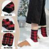 image:imageBomKinta Grip Fuzzy Slipper Socks Women  Cozy Warm Hospital Socks with Grips  Non Slip Fleece Sock Gifts Size 5103 Pairs Checkered Red