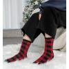 image:imageBomKinta Grip Fuzzy Slipper Socks Women  Cozy Warm Hospital Socks with Grips  Non Slip Fleece Sock Gifts Size 5103 Pairs Checkered Red