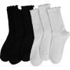 image:imageBomKinta Ruffle Socks Women  TurnCuff Frilly Sock  Lightweight Cotton Sock  Athletic Crew Socks Gifts3 White 3 Black