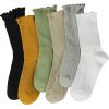 image:imageBomKinta Ruffle Socks Women  TurnCuff Frilly Sock  Lightweight Cotton Sock  Athletic Crew Socks GiftsBlack  Gold  Gray  White  Yellow  Green