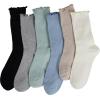 image:imageBomKinta Ruffle Socks Women  TurnCuff Frilly Sock  Lightweight Cotton Sock  Athletic Crew Socks GiftsBlack  Gray  Blue  Green  Light Khahi  Cream