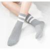 image:imageBomKinta Womens Striped Crew Socks  Retro Above Ankle Cotton Sock  Casual Cozy Athletic Style Socks Gifts Size 5103 Pairsblack White Grey