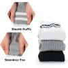 image:imageBomKinta Womens Striped Crew Socks  Retro Above Ankle Cotton Sock  Casual Cozy Athletic Style Socks Gifts Size 5103 Pairsblack White Grey