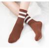 image:imageBomKinta Womens Striped Crew Socks  Retro Above Ankle Cotton Sock  Casual Cozy Athletic Style Socks Gifts Size 5103 Pairslight Khaki Dark Khaki Reddish Brown