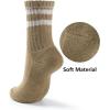 image:imageBomKinta Womens Striped Crew Socks  Retro Above Ankle Cotton Sock  Casual Cozy Athletic Style Socks Gifts Size 5103 Pairslight Khaki Dark Khaki Reddish Brown