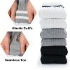 image:imageBomKinta Womens Striped Crew Socks  Retro Above Ankle Cotton Sock  Casual Cozy Athletic Style Socks Gifts Size 5106 Pairs2 Black 2 White 2 Grey