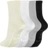 image:imageBomKinta Crew Pilates Socks for Women  Crew Yoga Sock Grips  Slipper Socks for Workout Barre Size 594 Pairsblack White Grey Beige