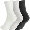 image:imageBomKinta Grip Fuzzy Slipper Socks Women  Cozy Warm Hospital Socks with Grips  Non Slip Fleece Sock Gifts Size 5103 Pairs Black White Gray