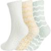 image:imageBomKinta Grip Fuzzy Slipper Socks Women  Cozy Warm Hospital Socks with Grips  Non Slip Fleece Sock Gifts Size 5103 Pairs White Stripes Yellow Stripes Green