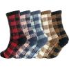 image:imageBomKinta Grip Fuzzy Slipper Socks Women  Cozy Warm Hospital Socks with Grips  Non Slip Fleece Sock Gifts Size 5105 Pairs Checkered Mix Color 1