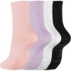 image:imageBomKinta Womens Crew Pilates Socks with Grips  Yoga Grippy Crew Sock  Slipper Socks for Barre Workout Hospital Size 594 Pairsblack White Pink Purple