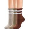 image:imageBomKinta Womens Striped Crew Socks  Retro Above Ankle Cotton Sock  Casual Cozy Athletic Style Socks Gifts Size 5103 Pairslight Khaki Dark Khaki Reddish Brown