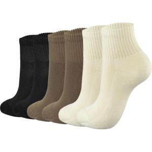 image:imageBomKinta Ankle Socks for Women  Soft Cotton Quarter Socks with Reinforced Sole  Casual Sock with Band 6 Pairs Gifts6 Pairs  2 Black 2 Coffee 2 Beige
