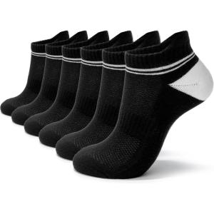 image:imageBomKinta Womens Athletic Socks  Cushioned Running Socks  Cotton Ankle Sock  Gifts for Women 6 Pairs6 Pairs Black