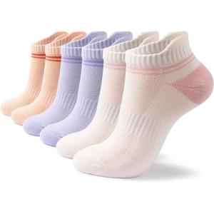 image:imageBomKinta Womens Athletic Socks  Cushioned Running Socks  Cotton Ankle Sock  Gifts for Women 6 Pairs6 Pairs Pink Orange Purple