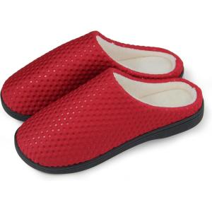 image:imageBomKinta Womens Mens Slip On House Slippers Indoor Warm Faux Fur Lining Bedroom ShoesRed