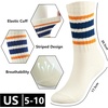 image:imageBomKinta Striped Crew Socks Women  Retro Novelty Socks  Stretchy Casual Athletic Cotton Gifts Sock Size 5103 Pairs  Beige Mix Color 3