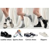 image:imageBomKinta Striped Crew Socks Women  Retro Novelty Socks  Stretchy Casual Athletic Cotton Gifts Sock Size 5103 Pairs  Black White Grey