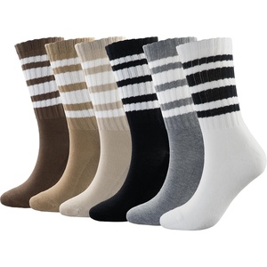 image:imageBomKinta Striped Crew Socks Women  Retro Novelty Socks  Stretchy Casual Athletic Cotton Gifts Sock Size 5106 Pairs  Mix Color 6