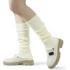 image:imageBomKinta Leg Warmers for Women Gift 80s Ruffle Leg Sleeves for Party Yoga  Soft Fashion Knit Calf Accessories Cute90s Halloween1 Pair  Beige