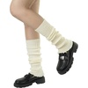 image:imageBomKinta Leg Warmers for Women Gift 80s Ruffle Leg Sleeves for Party Yoga  Soft Fashion Knit Calf Accessories Cute90s Halloween1 Pair  Beige