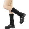 image:imageBomKinta Leg Warmers for Women Gift 80s Ruffle Leg Sleeves for Party Yoga  Soft Fashion Knit Calf Accessories Cute90s Halloween1 Pair  Black