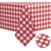 imagesancua Checkered Vinyl Rectangle Tablecloth  60 x 84 Inch  100 Waterproof Oil Spill Proof PVC Table Cloth Wipe Clean Table Cover for Dining Table Buffet Parties and Camping Black and WhiteRed and White Checkered