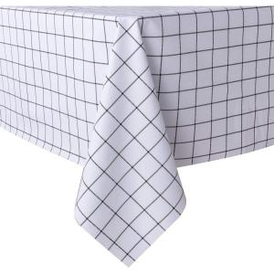 imagesancua Checkered Vinyl Rectangle Tablecloth 54 x 78 Inch  100 Waterproof Oil Proof Spill Proof PVC Plaid Table Cloth Wipe Clean Buffalo Table Cover for Dining Table Buffet Parties Black and WhiteWhite Checkered