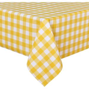 imagesancua Checkered Vinyl Rectangle Tablecloth 54 x 78 Inch  100 Waterproof Oil Proof Spill Proof PVC Plaid Table Cloth Wipe Clean Buffalo Table Cover for Dining Table Buffet Parties Black and WhiteYellow and White Checkered